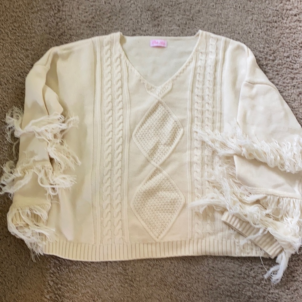 Cream Pink Lily sweater